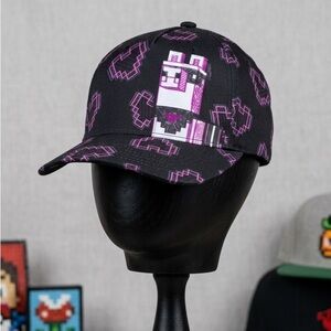 NWOT Minecraft Black&Pink Llama Pixel Art Snap Back Hat Girls Youth Size OS